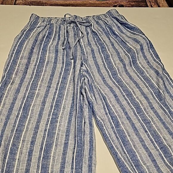 Lightweight cool and breezy linen summer pull on pants by Briggs size M - Picture 1 of 6